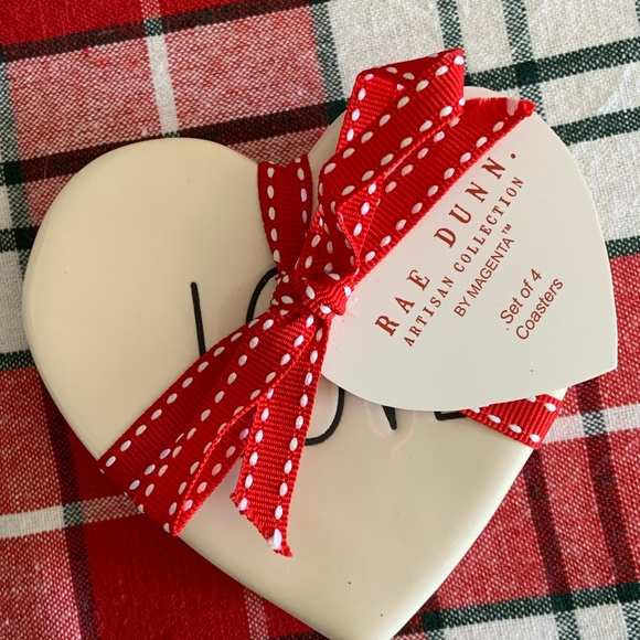Rae Dunn LOVE Heart Shaped Coasters Set of 4 - Picture 1 of 4